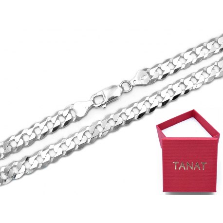 Srebrny łańcuch 55 cm Pancerka 7 mm + pudełko