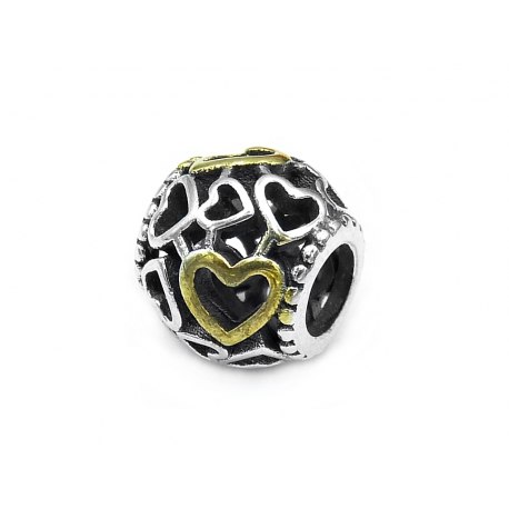 Srebrny okrągły koralik beads serca