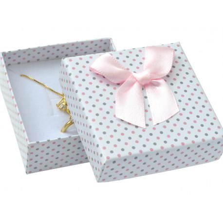 Pudełko opakowanie 8x8 kropki duża kokarda