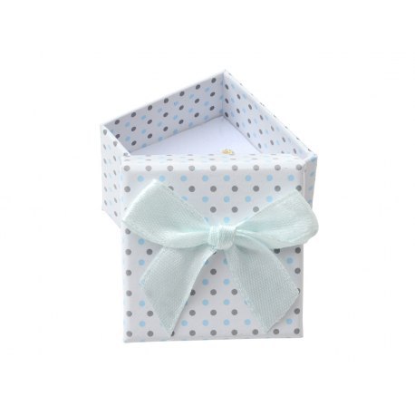 Pudełko 5x5 cm białe w kropki kokarda