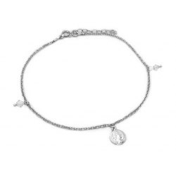 Srebrna bransoletka na nogę moneta cystal