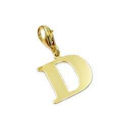 Pozłacany charms przywieszka literka D