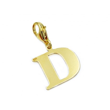 Pozłacany charms przywieszka literka D