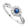 Srebrny zaręczynowy pierścionek szafirowa cyrkonia