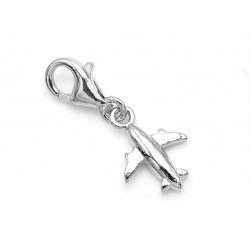 Srebrny charms przywieszka do bransoletki samolot podróże